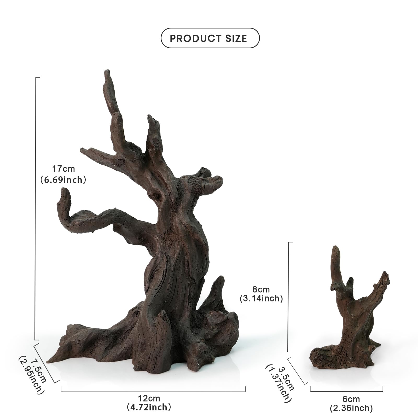FZONE Legno Galleggiante in Resina per Acquario, Ornamento ad Albero Piccolo per Aquascaping in Acqua Dolce e Nano Acquari