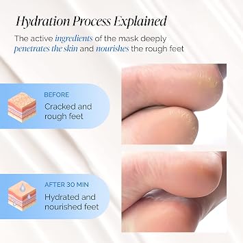 PLANTIFIQUE Hand Mask for Dry Hands 4 Pairs Moisturizing Gloves with Shea Butter and Korean Foot Mask with Shea Butter 4 Pairs box for Dry & Cracked Feet