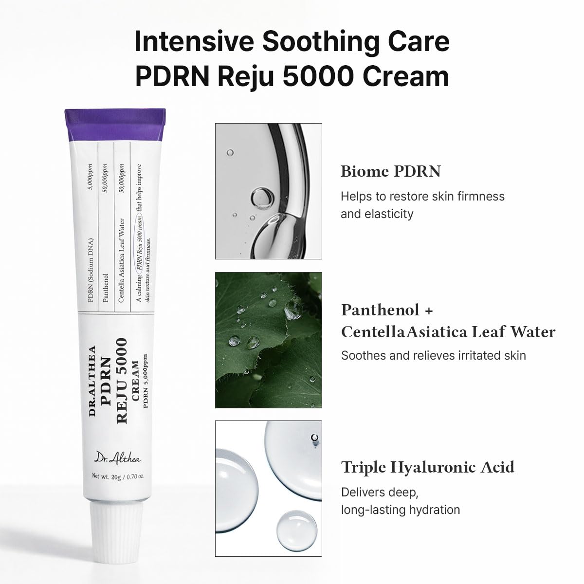 Dr.Althea PDRN Reju 5000 Cream | Biome PDRN Cream for Irritated, Sensitive Skin | Soothing Face Moisturizer with Panthenol and Centella | Korean Vegan Skin Care for All Skin Types, 0.7 Fl Oz - Image 3