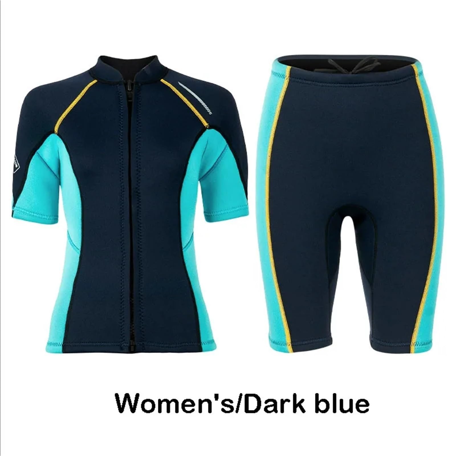 Maillot de Bain à Manches Courtes Fendu for Femme, néoprène 1,5 mm, Short, Veste Surf et plongée(Blue Top,XS)