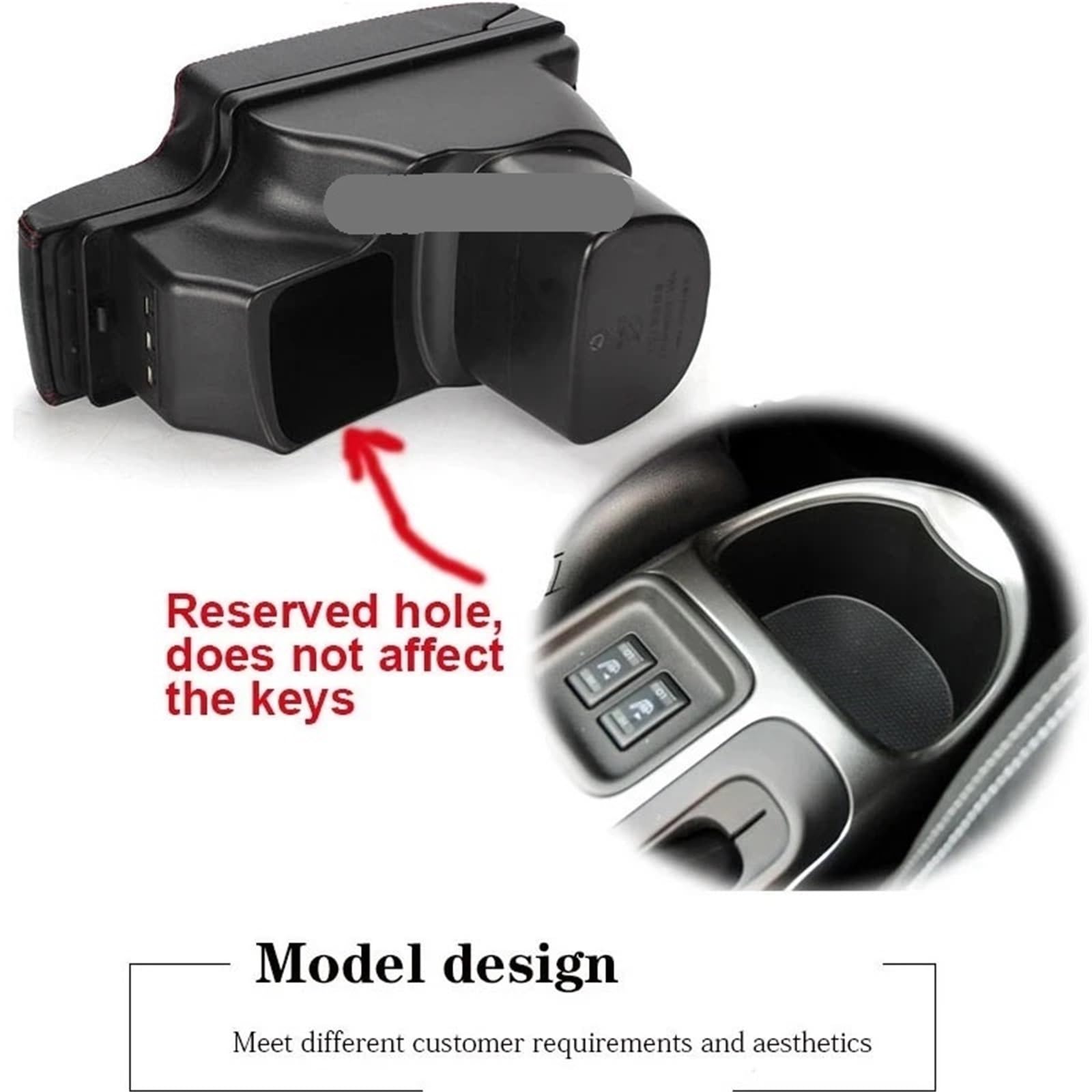 Bandeja de Silicona para Consola Reposabrazos compatible con Infiniti ESQ (2010-2019), accesorios, caja de almacenamiento interior, piezas de actualización USB.(A2 Black Black line)
