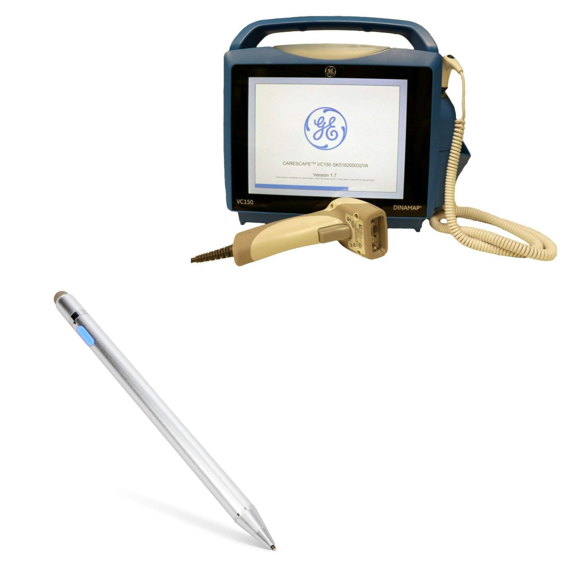 BoxWave Stylus Pen Compatible with GE Carescape VC150 - AccuPoint Active Stylus, Electronic Stylus with Ultra Fine Tip for GE Carescape VC150 - Metallic Silver