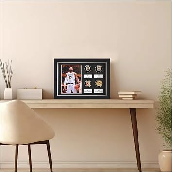 Championship Ring Display Case,4 Ring Posts Sports Ring Display Case Wooden Shadow Box with a Real Glass Panel,witha5x7Photo Frame,for Baseball Basketball Football Softball Award Rings Fan Souvenirs