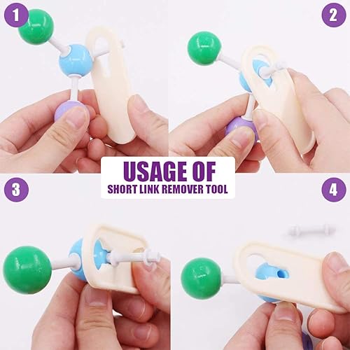 Miniatura 5 de Swpeet Kit de modelo molecular de 125 piezas para profesor de modelo molecular inorgánico y orgánico y 16 años y más para estudiantes, 54 átomos, 70