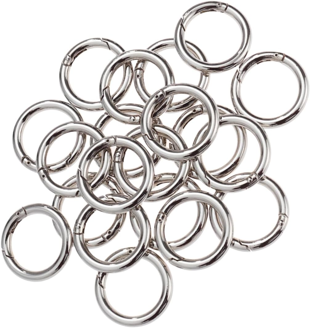 STOBOK 60 Pcs Stainless Steel Ring Jump Rings Evil Eye Beads Jewelry Making Findings Keychain Ring Small Round Carabiner Clip Wallet Spring Ring Clasp Silver Sliver Purse Tracker Key Ring, Size2x3pcs