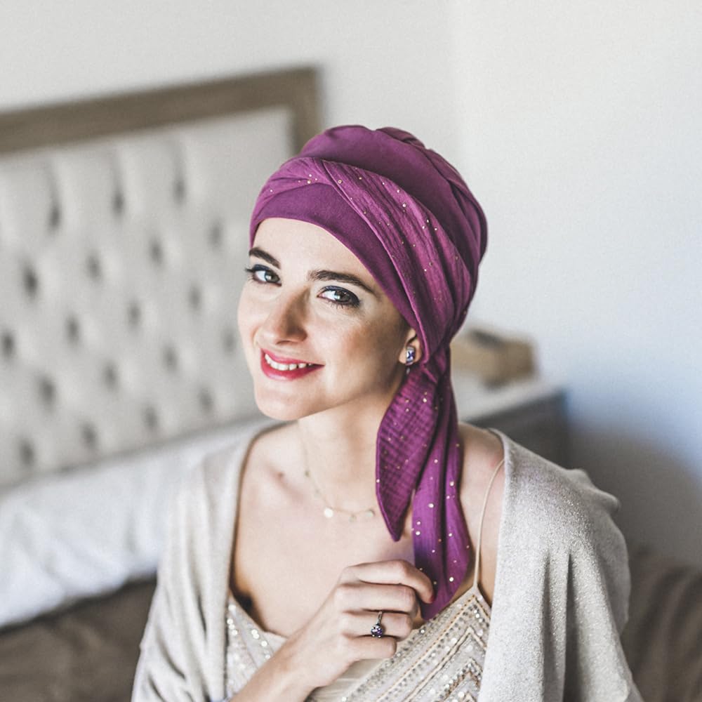 CAREBELL Smooth Turban-Mütze aus Bambus, für Chemotherapie oder Alopezie, Marineblau, One Size