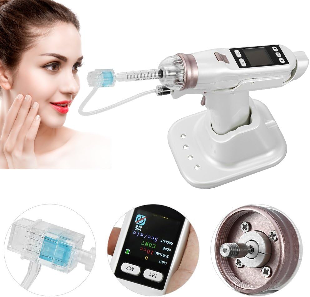 Portable Injection Gun,3 Types Hydro Vacuum Needles Gun full color OLED display Water Syringe Tube Injector Facial Skin Care Beauty Device Mesotherapie Mesotherapy Machine Injector Mesotherapy Gun