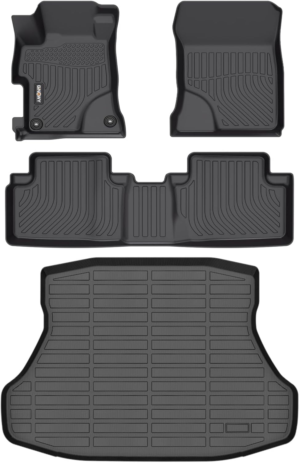 GINOWY-Floor Mats & Cargo Liner for Honda Civic 2012-2015 Civic & Civic Si Only Sedan (Not Coupe) TPE All Weather Civic Car Mats Non-Slip Trunk Mat Floor Liners Waterproof Accessories Black 14) for Honda Civic 2012-2015 Full Set