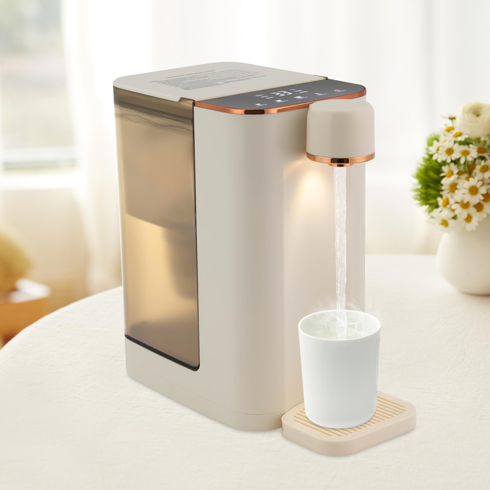Distributore Acqua Calda Istantanea Donened - 3L, Touch Screen, Temperatura Regolabile 25-99°C, Nero
