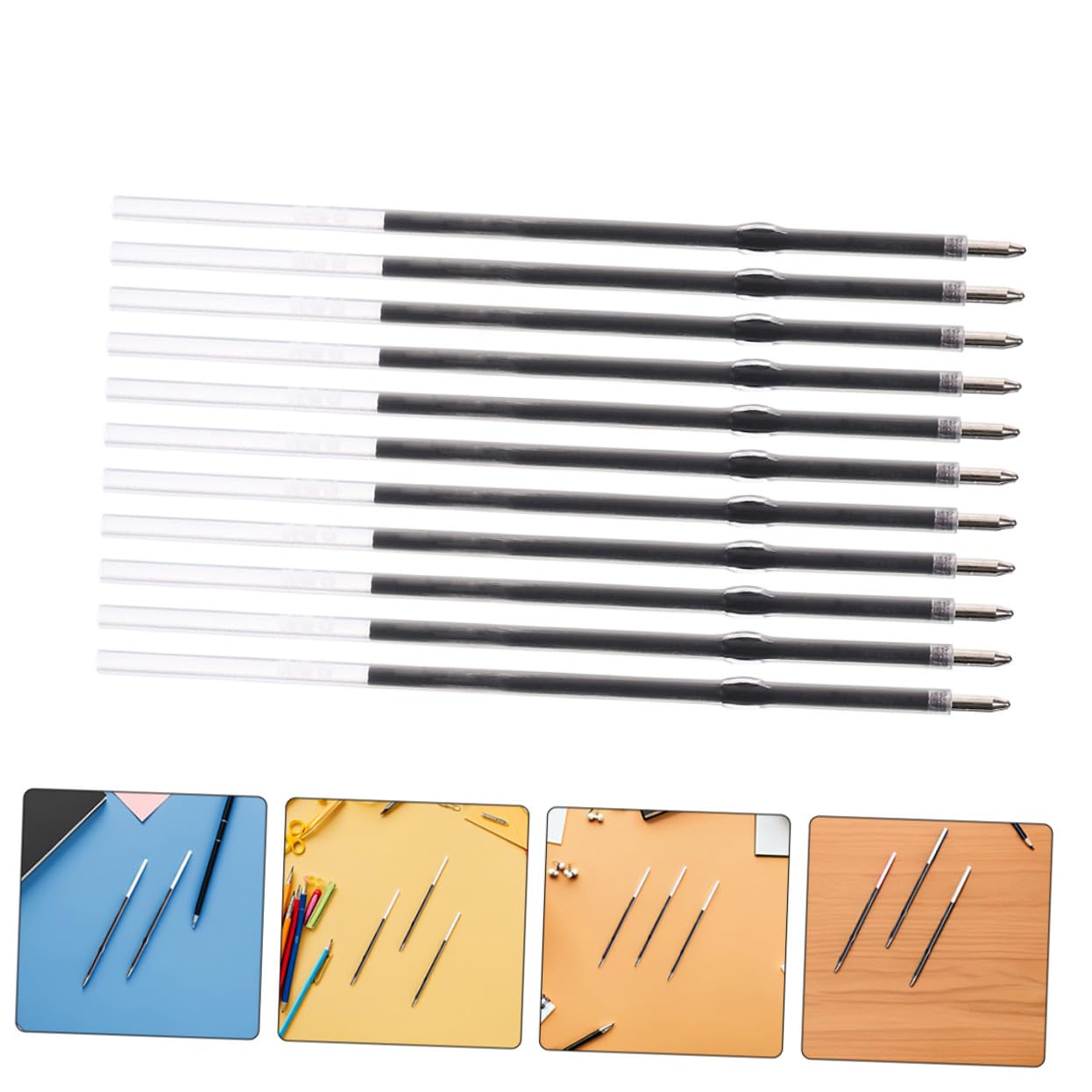 400 Pièces Recharge Stylo Bille Noire pour Stylo Rétractable Encre Lisse pour Bureau École et Prise de Notes