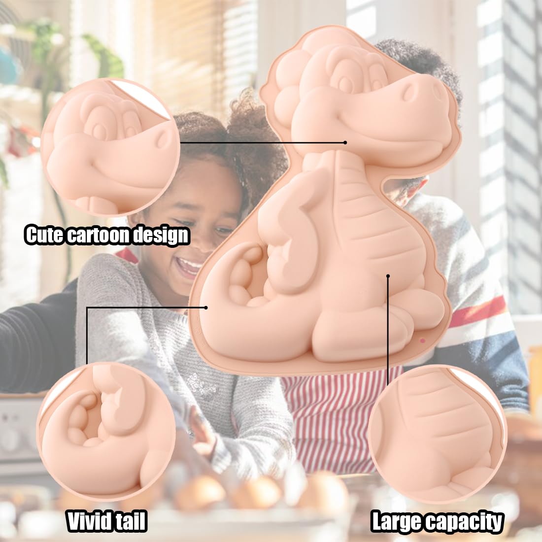 Dinosaurier Kuchenform Aus Silikon - 3D Backform Für Kuchen Und Desserts