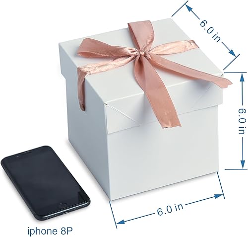 Miniatura 2 de GP SUP Cajas de regalo blancas de 6 x 6 x 6 pulgadas con tapas, 12 hermosas cajas blancas cuadradas con cinta, perfectas para bodas, Navidad,