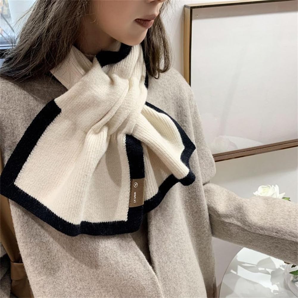Wool Winter Scarf for Women Knit Color Block Neck Warmer Soft Lightweight Scarves Casual Outdoor Wear Accessory - Image 4