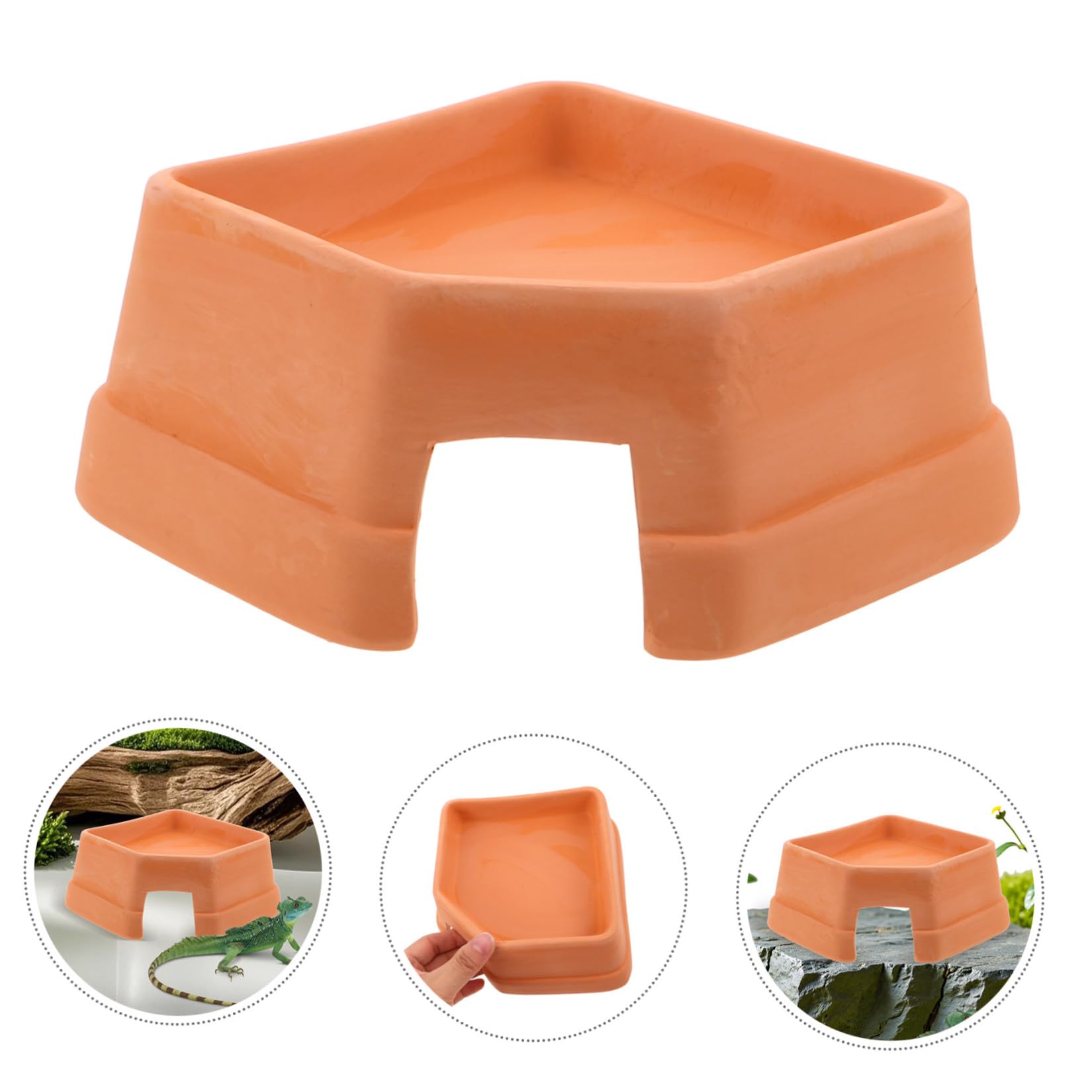 Gatuida Grotte pour Reptiles Bassin en Terre Cuite Marron, Maison-Refuge Fermée pour Amphibiens et Tortues, Simulation D'habitat Naturel Odeurs