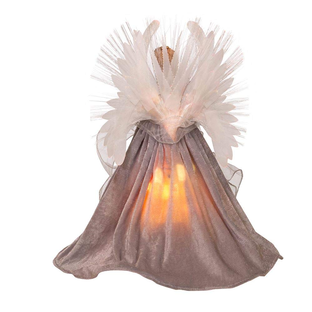 Kurt S. Adler Kurt Adler 16-Inch Fiber Optic White, Silver, and Gray Angel Tree Topper Weihnachtsbaumspitze, Mehrfarbig