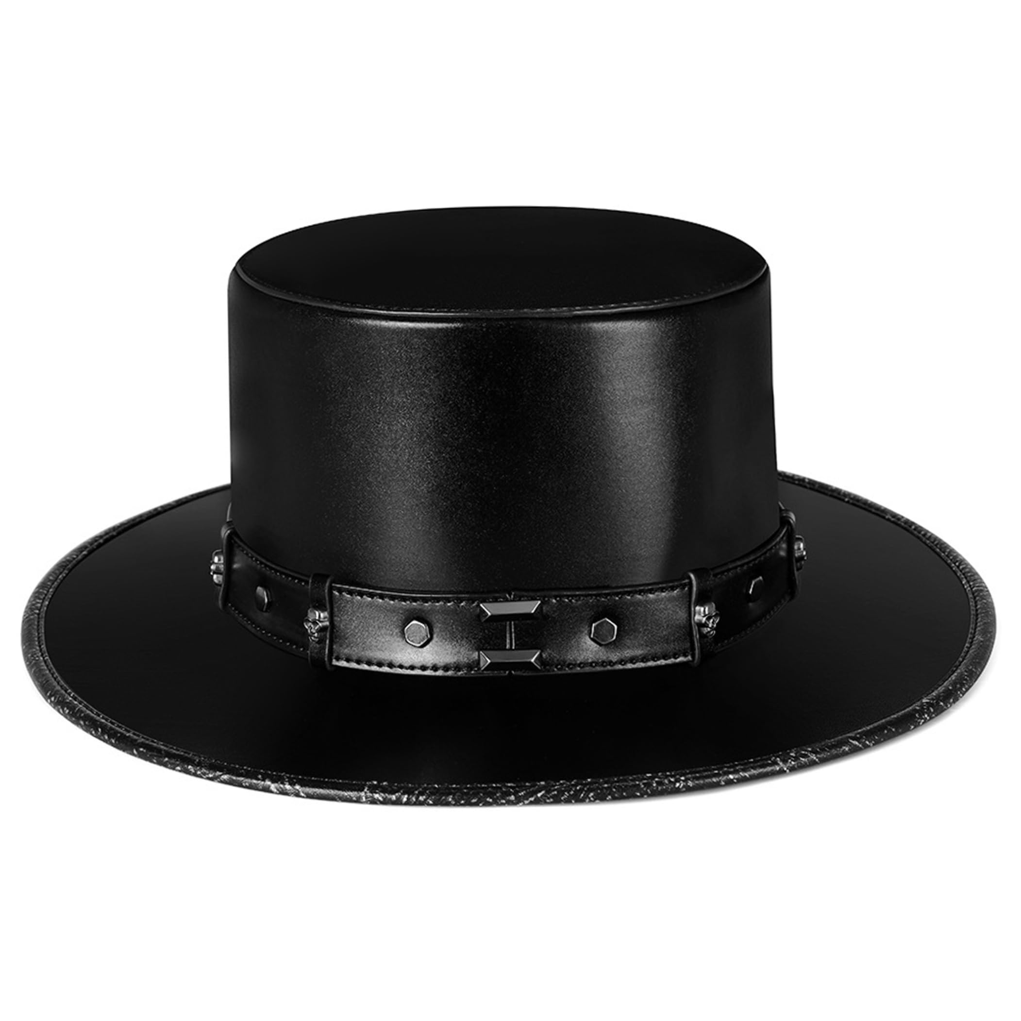 Cappello di Halloween, cappello a cilindro Steampunk da uomo in pelle PU, nero