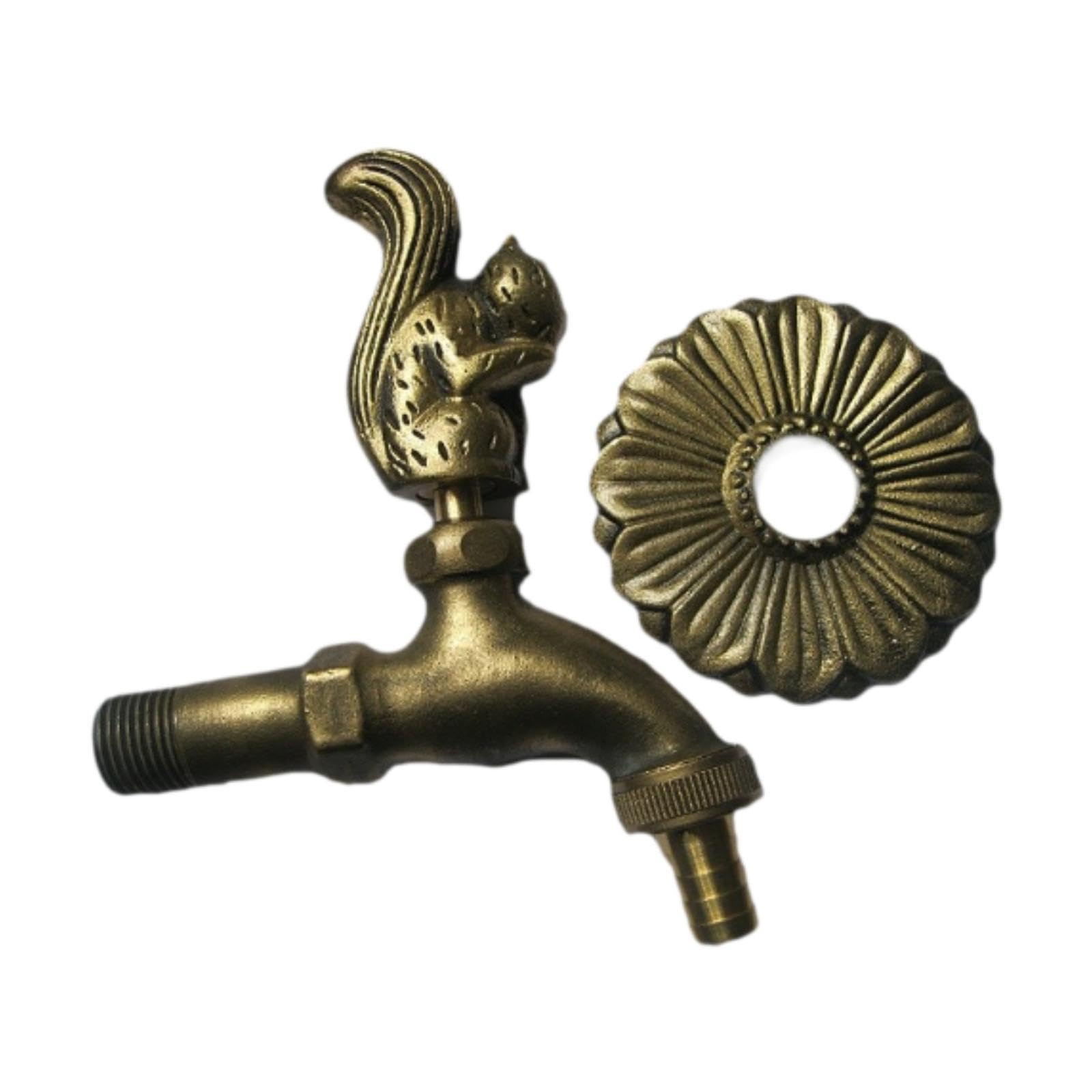 Homyl Rubinetto da Giardino Decorativo per Esterni, Lavanderia, Doccia, Statua di Scoiattolo