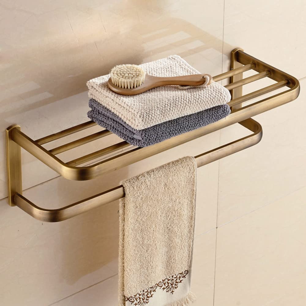 Matériel de bain vintage en bronze avec porte-papier et patère robe