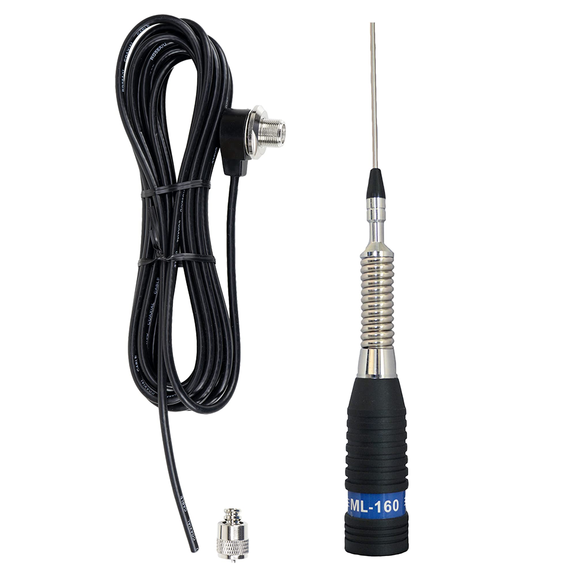 Paquete de Antena CB PNI ML160, 145 cm y Cable de conexión PNI T601 de 4 Metros de Longitud para Montaje en Soporte Fijo