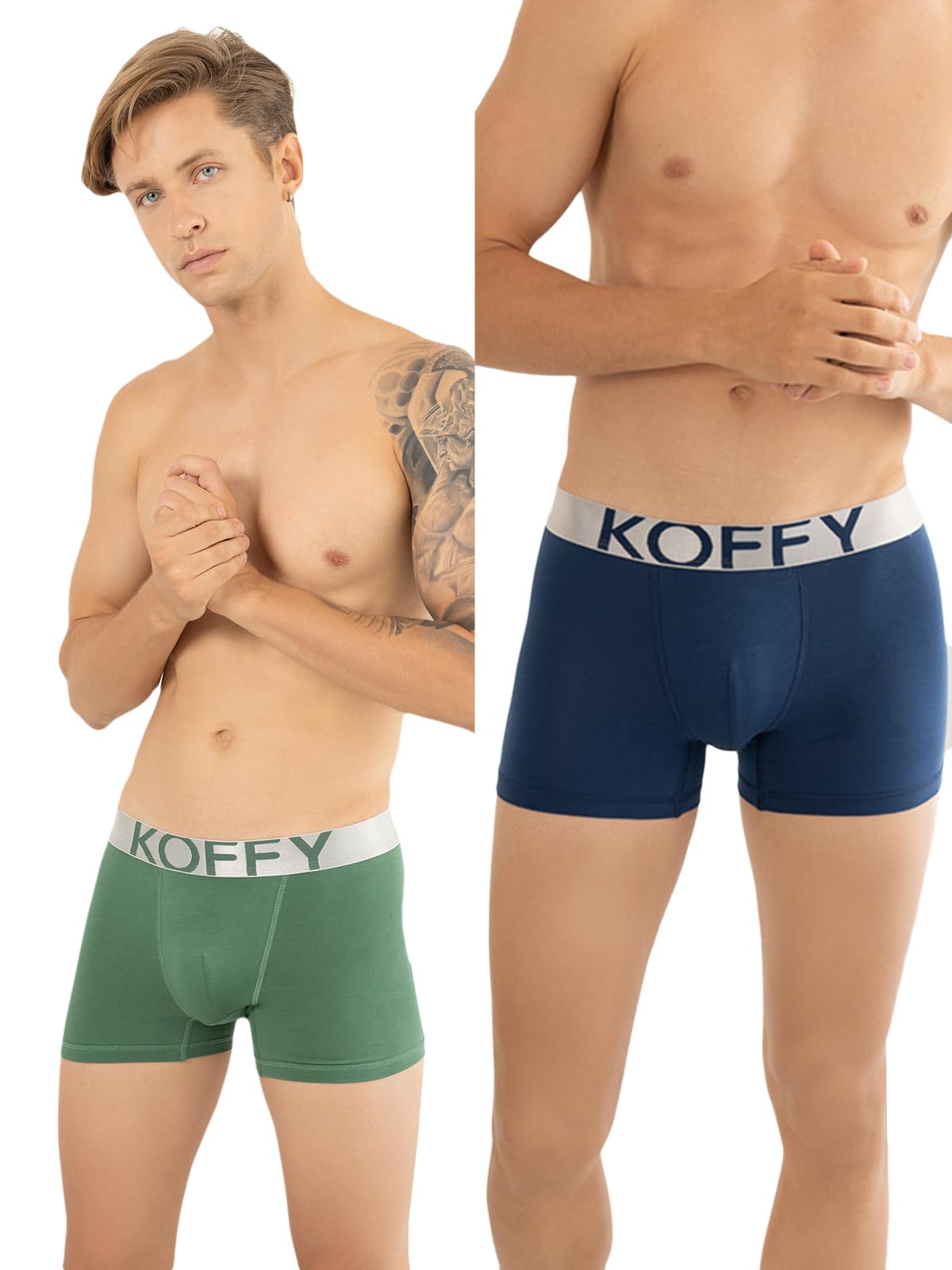 koffy Men's Malleable Cotton Lycra Long Trunk with Minus Cutting Pouch and Moisture Wicking Properties-picture-6