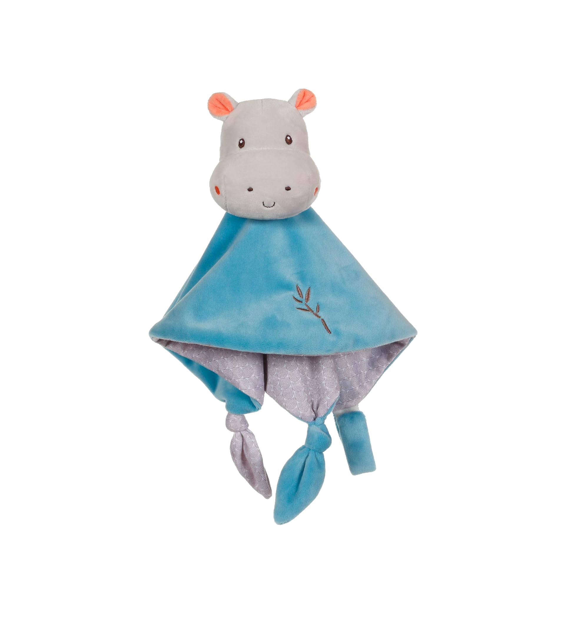 Gipsy Toys – Carre Doudou Ippopotamo – Gamma Bamboo – 24 CM S/Card – Blu e Grigio-1° Età