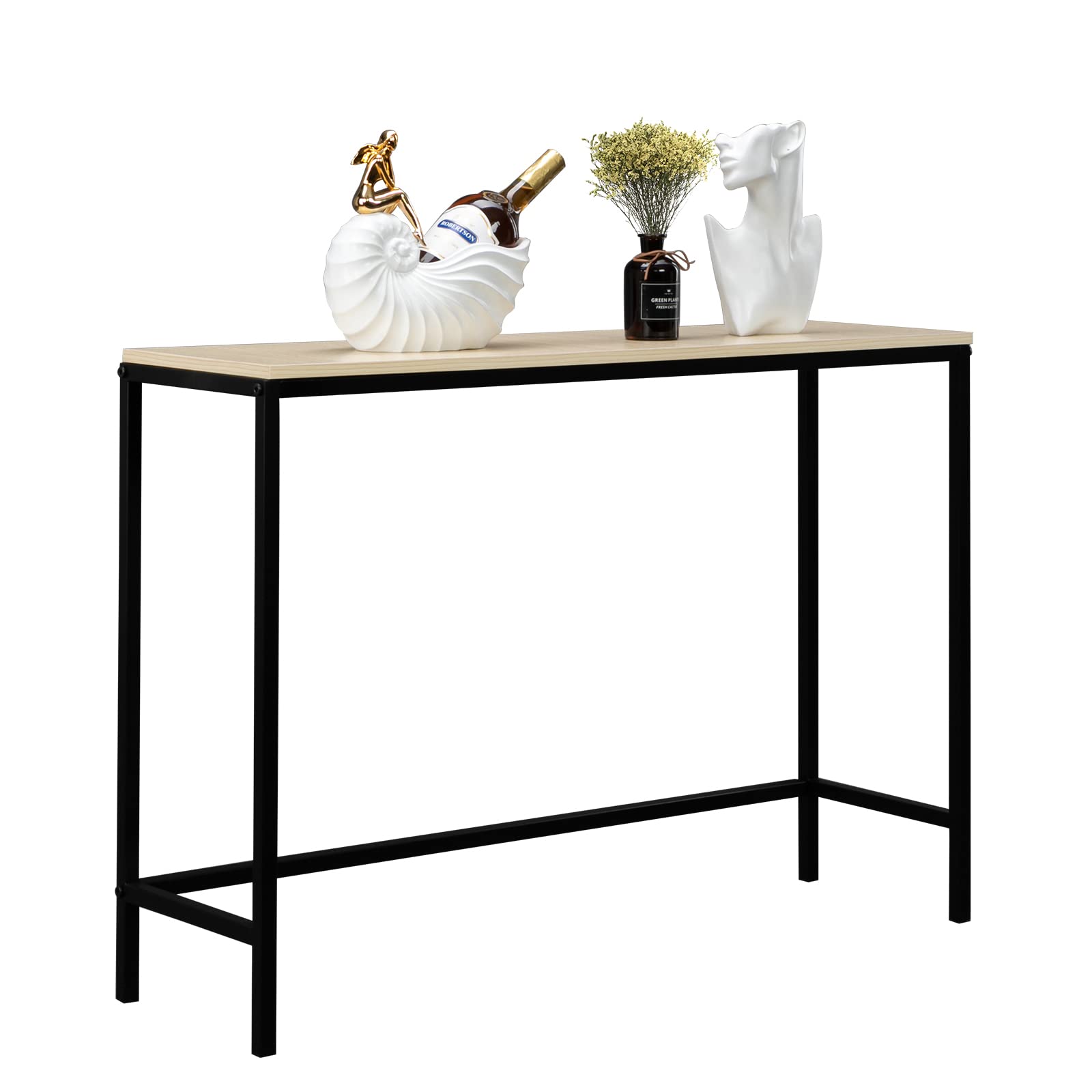 Bonnlo Narrow Console Table for Hallway,Slim Sofa Table Behind Couch,105x30x71cm, Radiator Console Table with Metal Frame, For Small Spaces, Entryway, Living Room (Oak)