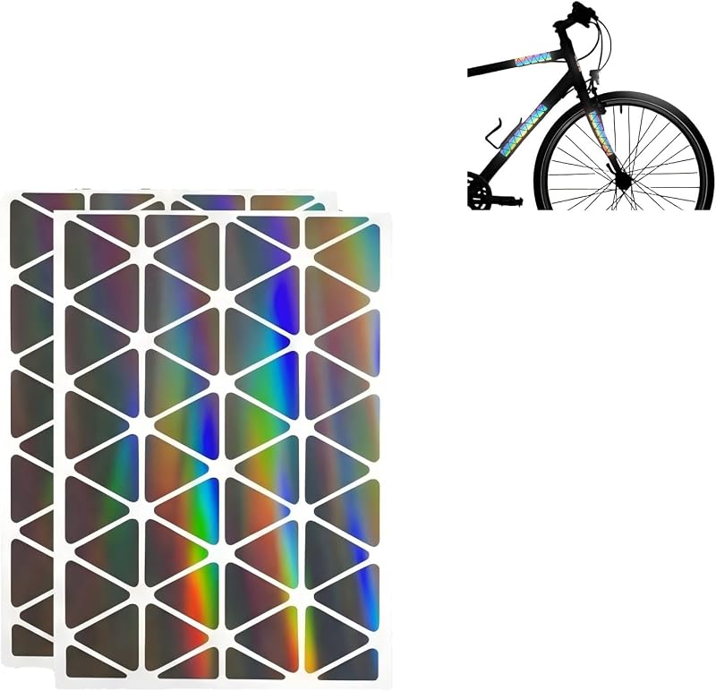 2PCS High Visibility Reflective Motorcycle/Bike Sticker Kit, Weatherproof Self-Stick Reflective Safety Decals, Night Safety Reflectors for Vehicles and Outdoor Gear (Multicolored)