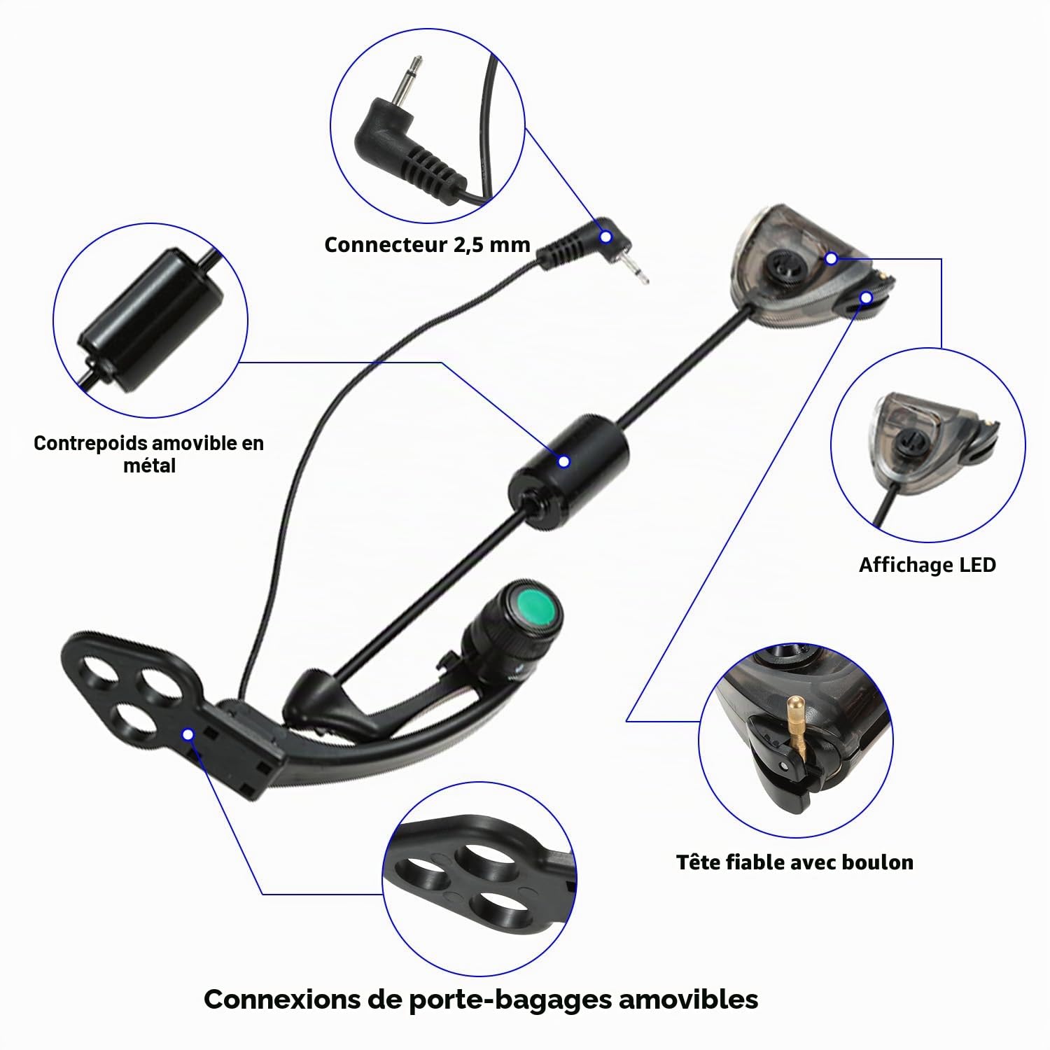 LIXADA 4pcs pêche échangistes Ensemble indicateur de Morsure de Poisson illuminateur matériel de pêche à la Carpe avec étui de Transport