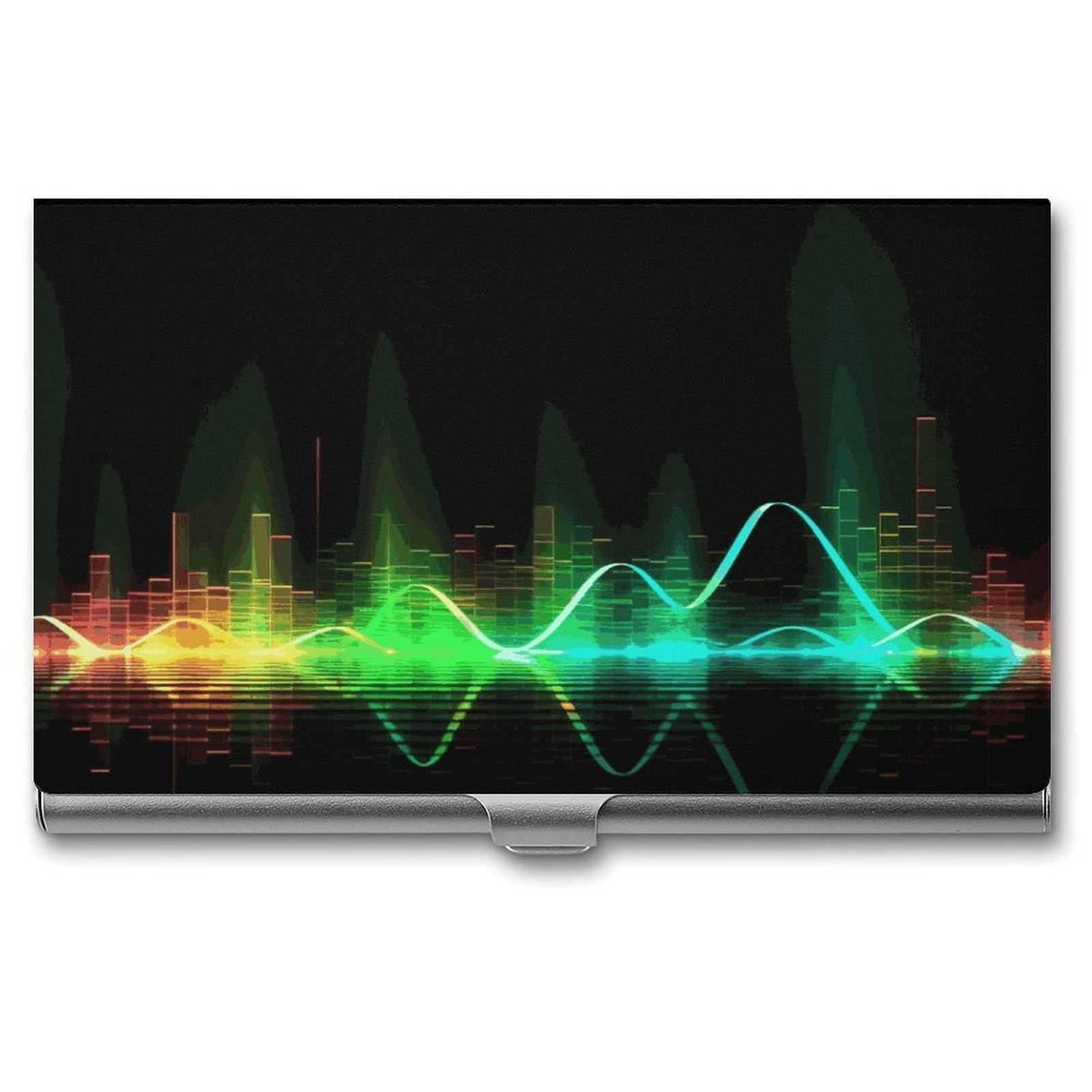 Porte-cartes de visite en métal noble et design vague sonore premium