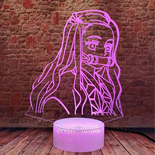 Sosowlight Kamado Nezuko 3D Illusion Anime Neon Night Light LED Desk Lamp 16 Colors RGB Remote Room Decor for Girls Party