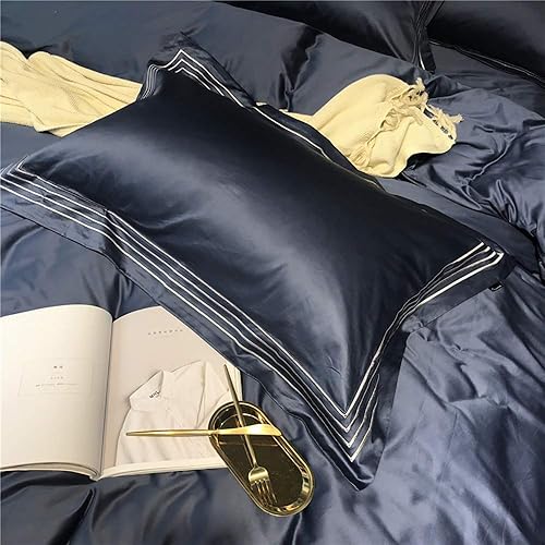 Miniatura 5 de FXJ Duvet Cover Set King Size, Double Duvet Covers Set Green 100% Cotton 4 Pieces Embroidery Glamorous Bedding Include 2 Pillowcases +1 Flat Sheet