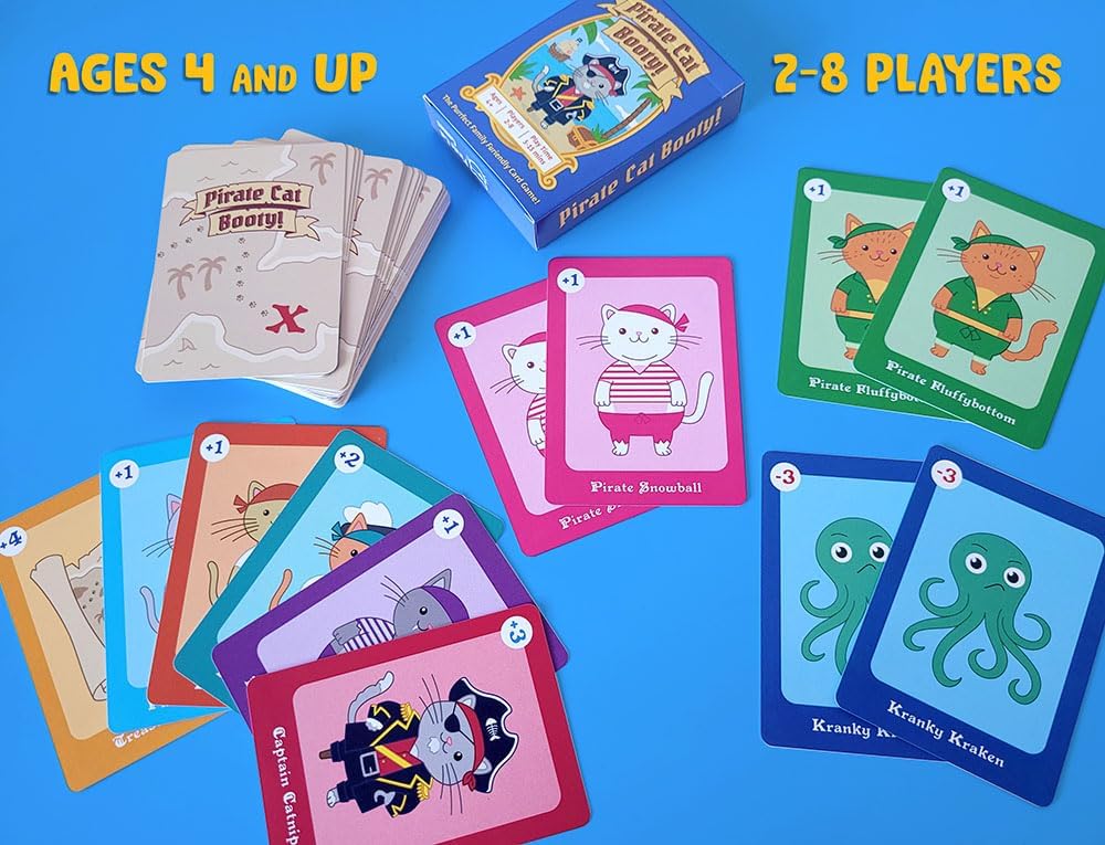 Pirate Cat Booty! A Fun Family Card Game for Kids and Adults Ages 4 and up, 2-8 Players