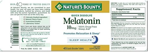 Miniatura 5 de Nature's Bounty Melatonina 10 mg tabletas de disolución rápida 45 ea (paquete de 6)