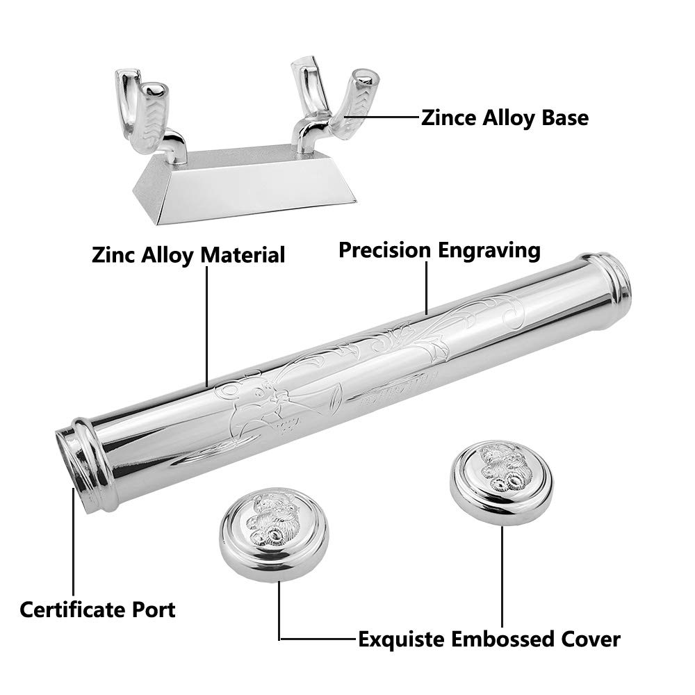 Birth Certificate Holder with Base Set,SilverPlated Zinc Alloy