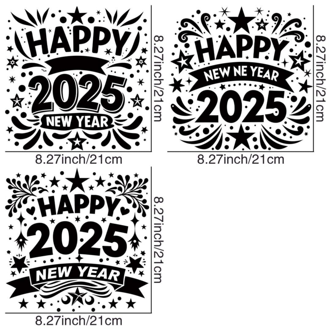 Happy New Year 2025 Iron Transfer Patch Heat Transfer Sticker Vinyl Design Iron Applique T-Shirt Clothing DIY Craft Applique Clothing Decoration (P3)