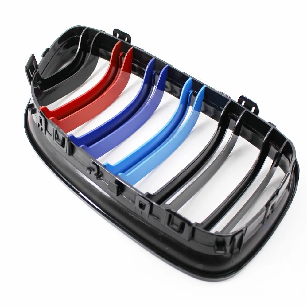 Riñones Negro Rejilla Radiador Rayas 3er E90 Accesorios Sport Parrilla delantera Brillo Negro Deporte Parrilla Radiadora para Serie 3 E90 E91 LCI 323i 325i 328i 330i 335i (E90 2009-2012 LCI,
