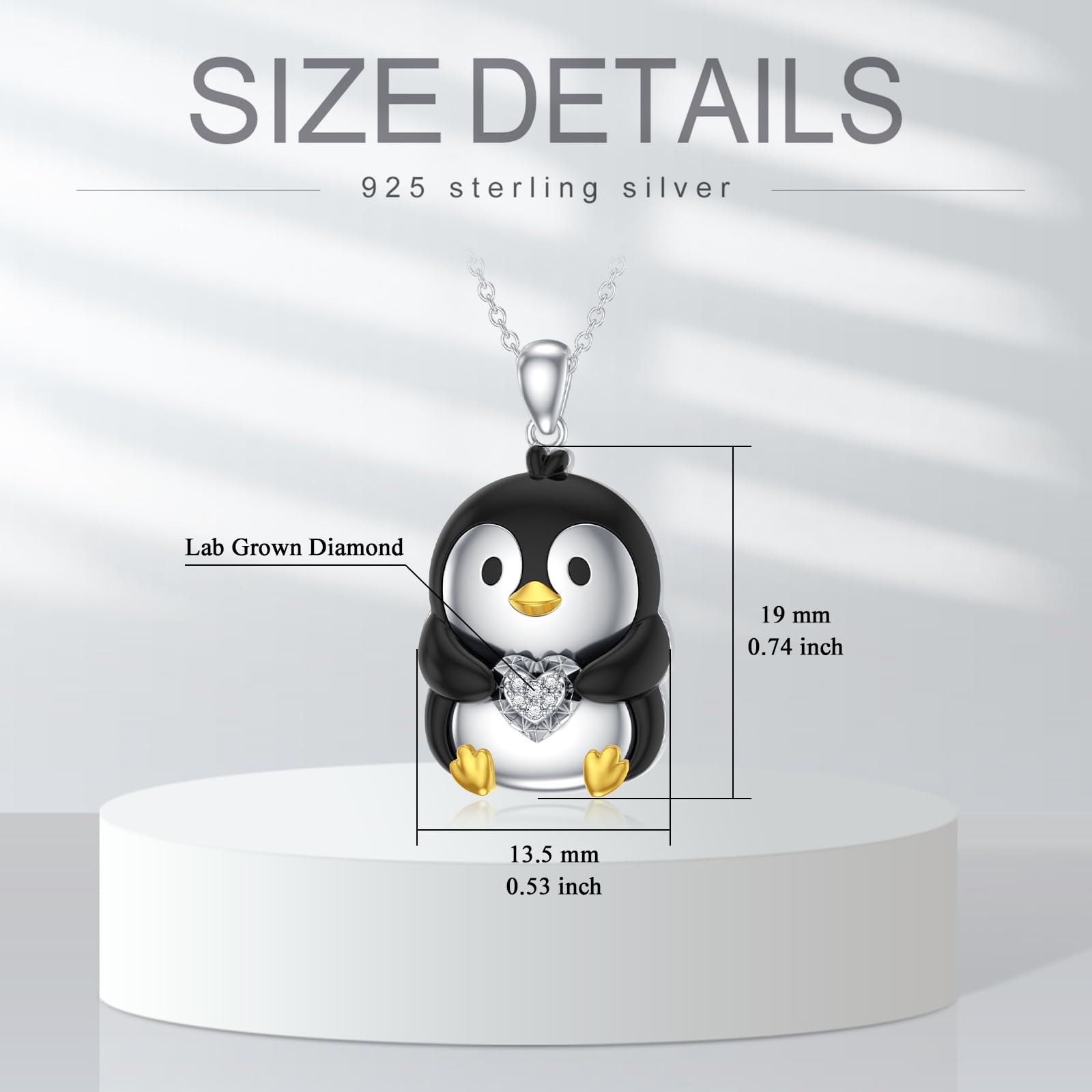 Diamant Pinguin Kette für Damen 925 Sterling Silber Penguin Anhänger Halskette mit Lab-Grown Diamant Schmuck Geschenke