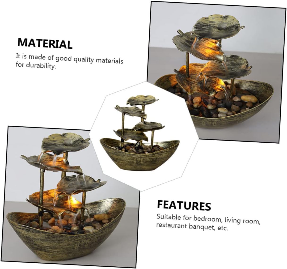 Lotus Leaf Yuanbao Fountain Tabletop Water Fountain Running Water Layout for Indoor Decor