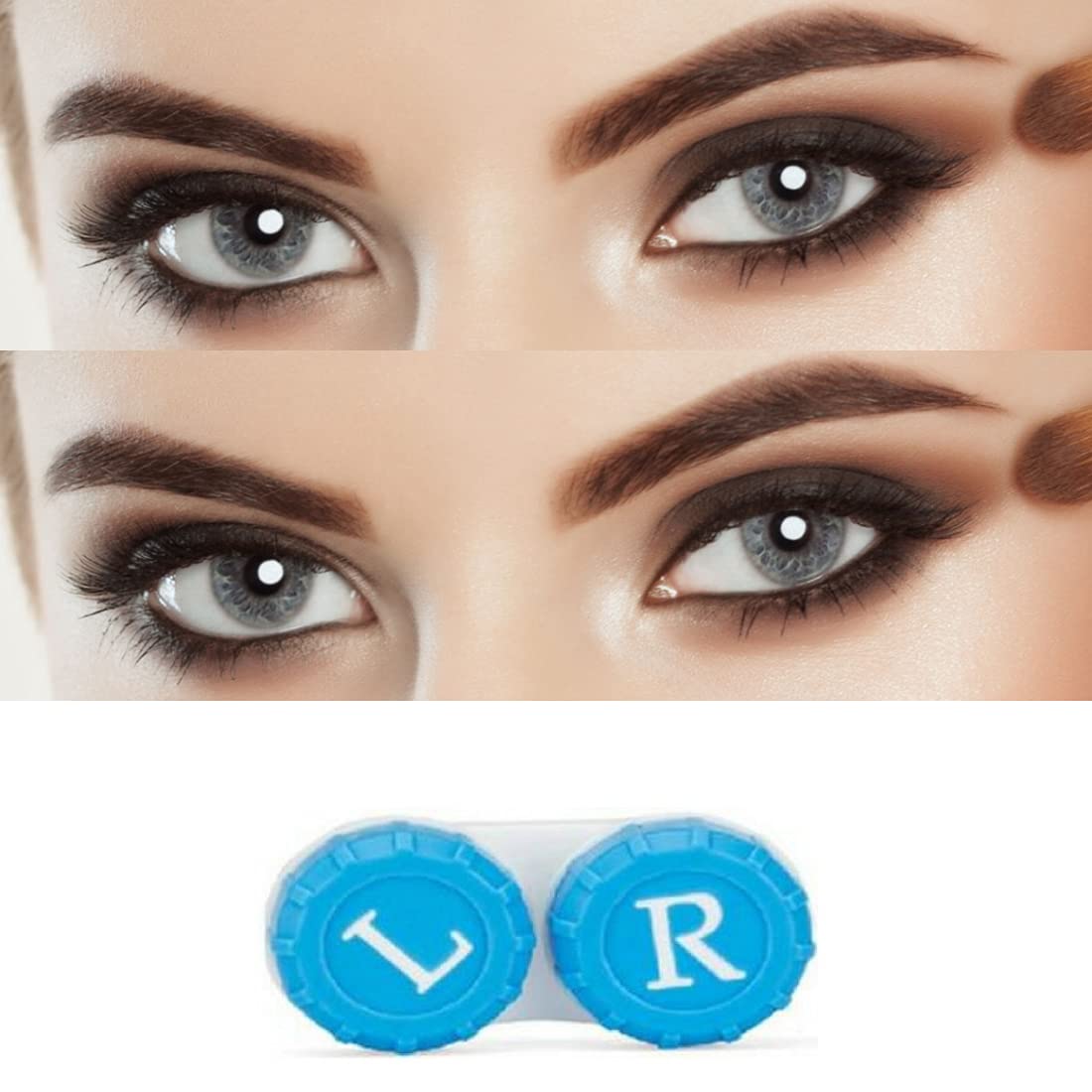 EYCOG 2 Pair Monthly Colored Grey-Grey 0 Power Contact Lenses For Eyes Men And Women With 1 Lens Case