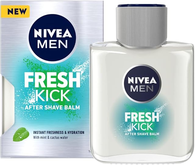 NIVEA MEN Fresh Kick After Shave Balm (100ml), Refreshing After Shave Lotion, Men's Skin Care, After Shave Balm with Mint and Cactus Water