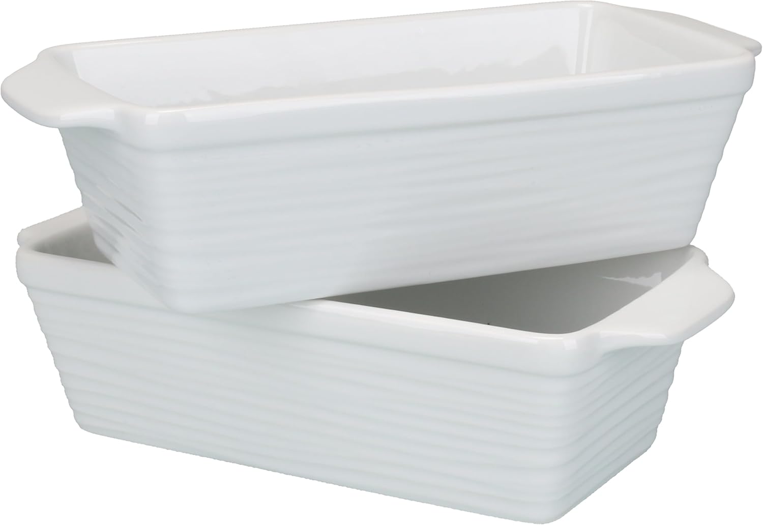 BIA Cordon Bleu Kalahari Porcelain Set of 2 Loaf Pans 10.5" x 5"; 1.25 qt. With Handles, White