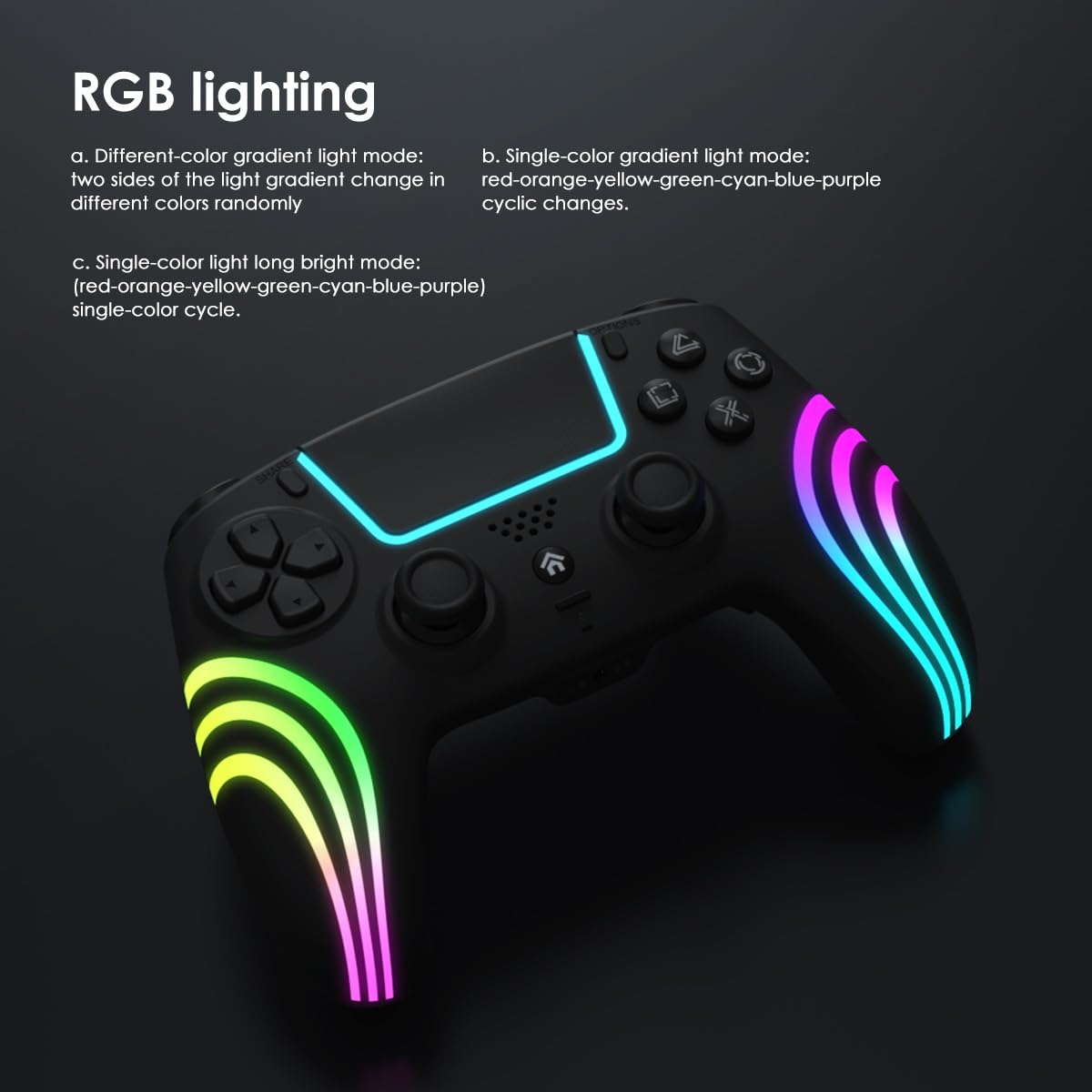 Mando Inalámbrico para PS5, Controlador para PS5, con Vibración y Seis Ejes, Panel Táctil, Turbo, Ponente, Clavija de Audio, para PS5/Pro/Slim/Consola/PC