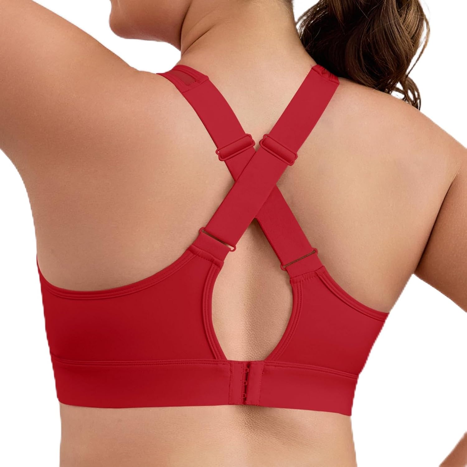 Aoysky Plus Size Sports Bras for Women Adjustable Criss Cross Straps with Hook Closure Sewn in Pads Yoga Workout Tops