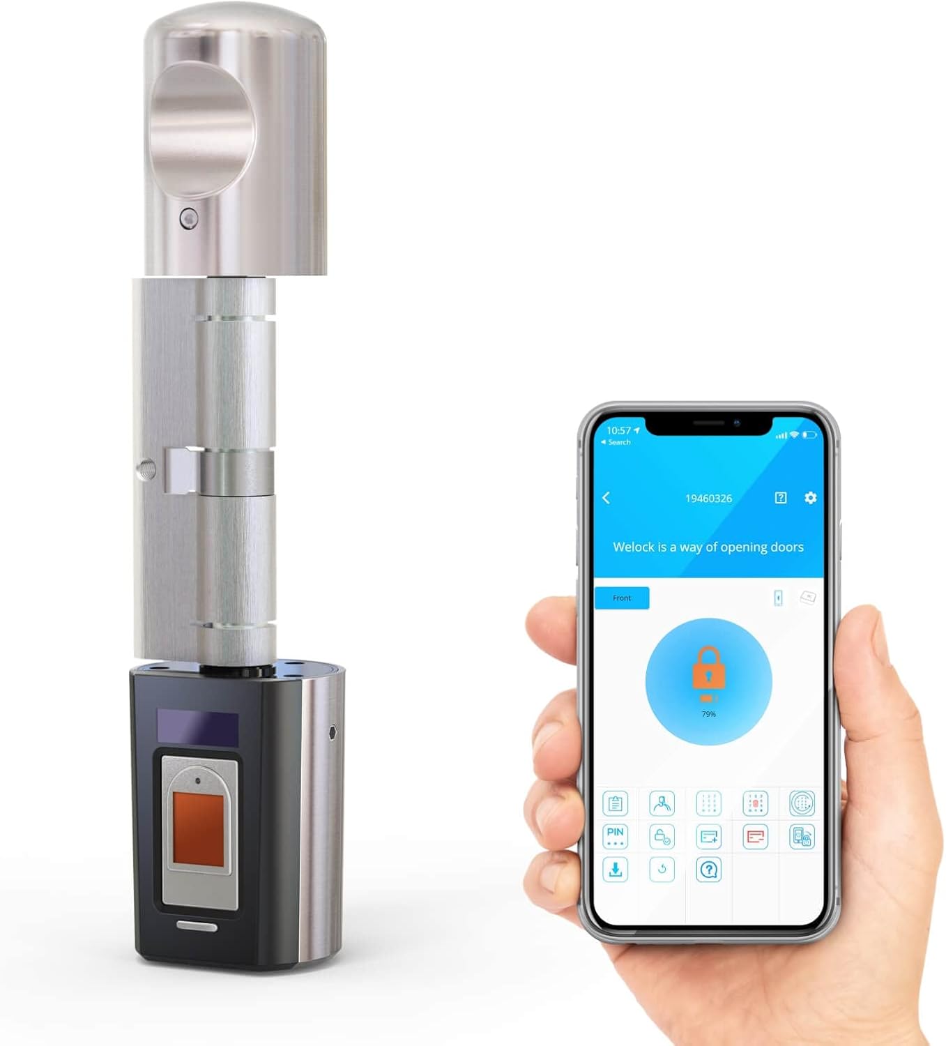 RUILON SBR Cerradura Inteligente Cerradura Electronica de huella dactilar, serrure biométrique con control remoto, Bluetooth APP, WiFi, huella dactilar para cilindro de cerradura de 50mm-100mm