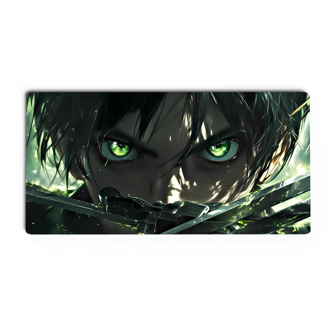 Anime Desk Mat | Eren Green Eyes Edition | 11x23 Inch Large Mouse Pad for Gaming & Office | Water & Heat Resistant | Smooth Washable Surface | Anti-Slip Rubber Base-image-47