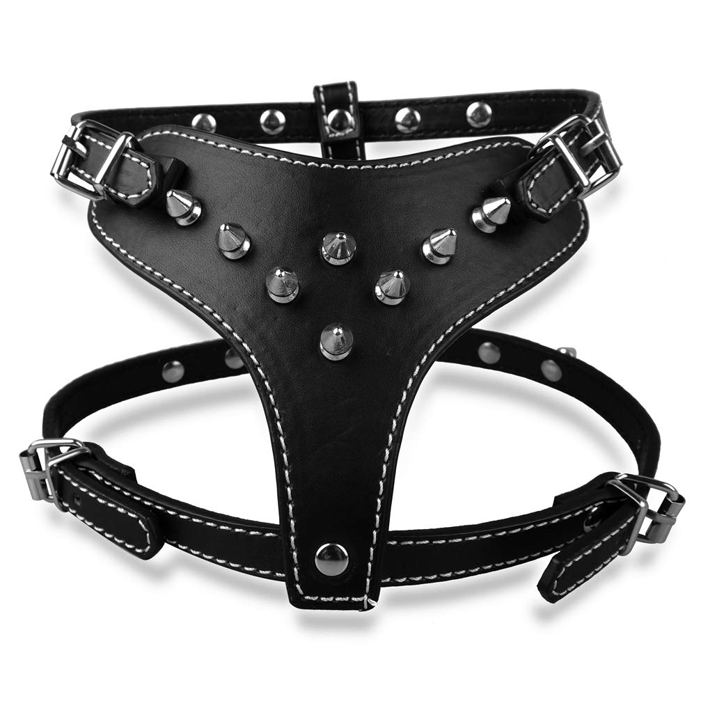 Spikes Studded Dog Harness Spiked PU Leather Pet Harness Small Dogs Puppy Vest 3 Colors Black S