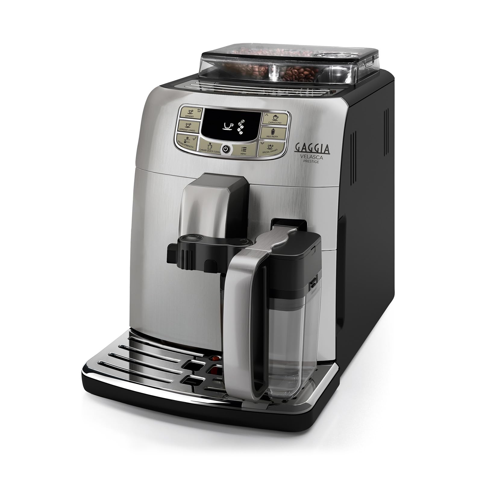 Gaggia Velasca Prestige Macchina da Caffè Automatica per Espresso e Cappuccino, Caffè in Grani o Macinato, RI8263/​01, 2 tazze, Argento, 100% Made in Italy