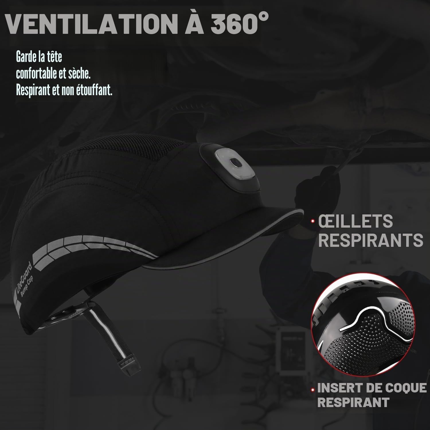 HEARMOR Casquette légère avec Bandes réfléchissantes, Style Casquette de Baseball Respirante, Protection de la tête pour Hommes et Femmes