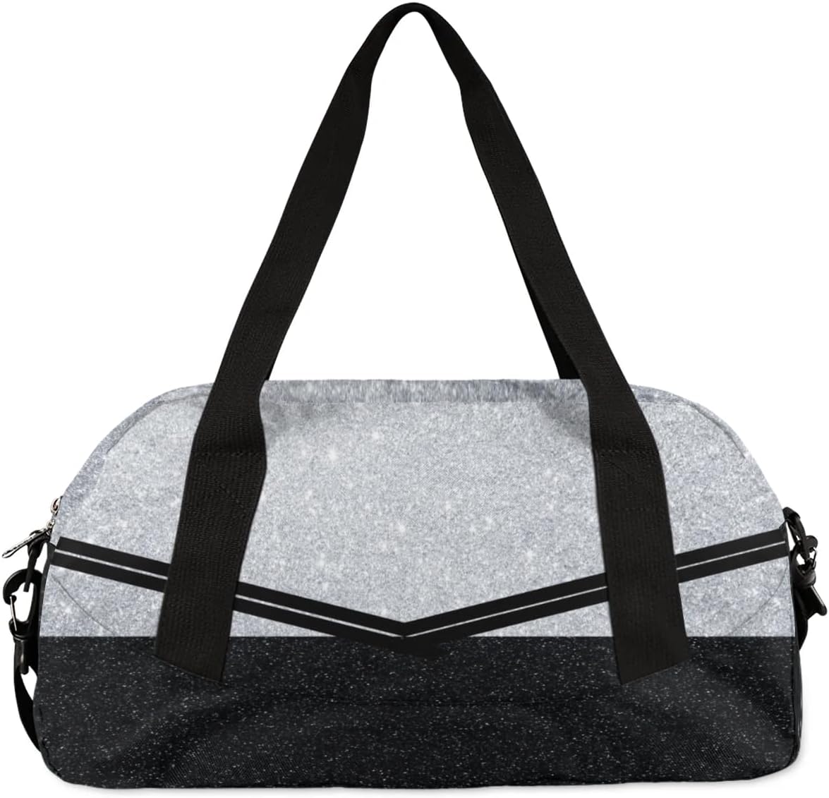 Personalized Glitter Cheer Bag Girls,Foldable Kids Duffel Bag Sports Bag Gym Custom Team Gift Weekender Bags Overnight Travel Lightweight Gymnastics Bag,Silvery
