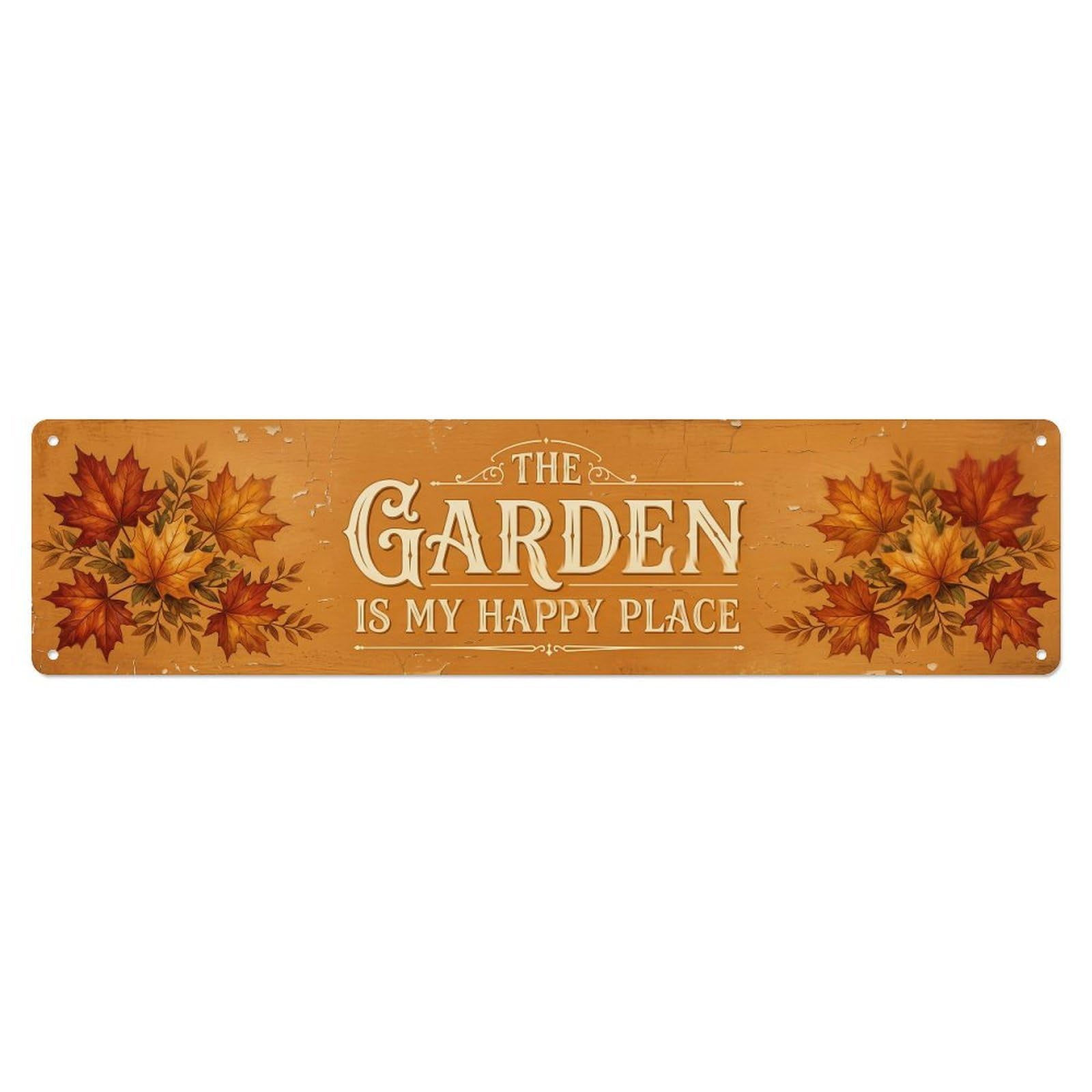 Vintage The Garden Is My Happy Place Maple Leaf Metal Tin Sign